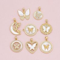 1 Piece 22 * 25mm 22 * 27mm 27 * 22mm Copper Zircon 18K Gold Plated Butterfly Polished Pendant main image 4