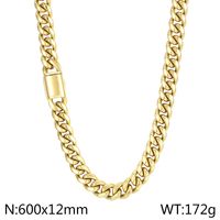 Stainless Steel 18K Gold Plated Hip-Hop Solid Color Bracelets Necklace sku image 1