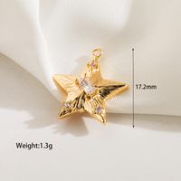 1 Pack Of 2 Hole 1~1.9mm Copper Zircon 14K Gold Plated Pentagram Sun Life Tree Polished Pendant main image 3