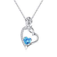 Argent Sterling Mignon Sucré Lettre Forme De Cœur Rose Placage Évider Incruster Pierre De Naissance Zircon Pendentif sku image 3