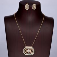 Copper 18K Gold Plated Ethnic Style Pastoral Simple Style Hollow Out Inlay Printing Zircon Jewelry Set main image 6