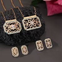 Copper 18K Gold Plated Ethnic Style Pastoral Simple Style Hollow Out Inlay Printing Zircon Jewelry Set main image 1