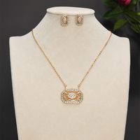 Copper 18K Gold Plated Ethnic Style Pastoral Simple Style Hollow Out Inlay Printing Zircon Jewelry Set main image 5