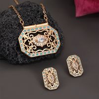 Copper 18K Gold Plated Ethnic Style Pastoral Simple Style Hollow Out Inlay Printing Zircon Jewelry Set main image 4