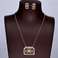 Copper 18K Gold Plated Ethnic Style Pastoral Simple Style Hollow Out Inlay Printing Zircon Jewelry Set main image 8