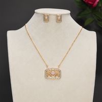 Copper 18K Gold Plated Ethnic Style Pastoral Simple Style Hollow Out Inlay Printing Zircon Jewelry Set main image 9