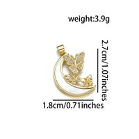 1 Piece 22 * 25mm 22 * 27mm 27 * 22mm Copper Zircon 18K Gold Plated Butterfly Polished Pendant sku image 7
