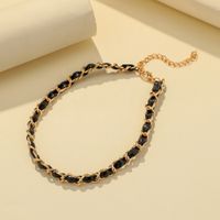 Simple Style Classic Style Commute Solid Color Patent Leather Aluminum Braid 14K Gold Plated Gold Plated Women's Choker main image 4