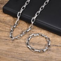 Stainless Steel Rock Simple Style Streetwear Solid Color Bracelets Necklace main image 4