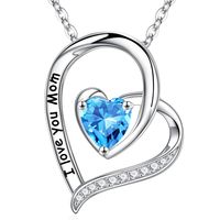 Sterling Silver Cute Sweet Heart Shape Plating Hollow Out Inlay Birthstone Zircon Pendant Necklace sku image 3