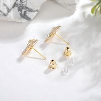 1 Pair Simple Style Star Inlay Copper Artificial Pearls Zircon 18K Gold Plated Ear Studs main image 4