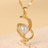 Elegant Simple Style Heart Shape Stainless Steel Hollow Out 18k Gold Plated Pendant Necklace sku image 3