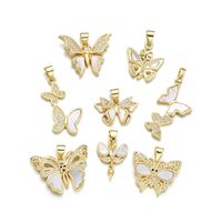 1 Piece 12 * 18mm 15 * 20mm 18 * 24mm Copper Shell Zircon 18K Gold Plated Butterfly Polished Pendant main image 5