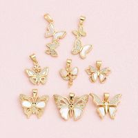 1 Piece 12 * 18mm 15 * 20mm 18 * 24mm Copper Shell Zircon 18K Gold Plated Butterfly Polished Pendant main image 4