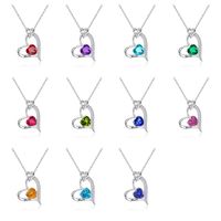 Sterling Silver Cute MAMA Sweet Letter Heart Shape Rose Inlay Zircon Pendant Necklace main image 4