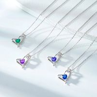 Sterling Silver Cute MAMA Sweet Letter Heart Shape Rose Inlay Zircon Pendant Necklace main image 1