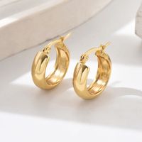 1 Pair IG Style Simple Style Solid Color 201 Stainless Steel 18K Gold Plated Earrings main image 5