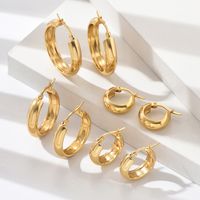 1 Pair IG Style Simple Style Solid Color 201 Stainless Steel 18K Gold Plated Earrings main image 1