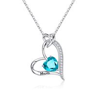 Sterling Silver Cute MAMA Sweet Letter Heart Shape Rose Inlay Zircon Pendant Necklace sku image 3