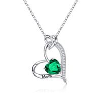 Sterling Silver Cute MAMA Sweet Letter Heart Shape Rose Inlay Zircon Pendant Necklace sku image 4