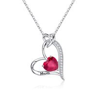 Sterling Silver Cute MAMA Sweet Letter Heart Shape Rose Inlay Zircon Pendant Necklace sku image 5