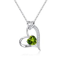 Sterling Silver Cute MAMA Sweet Letter Heart Shape Rose Inlay Zircon Pendant Necklace sku image 6