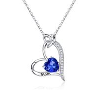 Sterling Silver Cute MAMA Sweet Letter Heart Shape Rose Inlay Zircon Pendant Necklace sku image 7