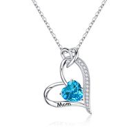 Sterling Silver Cute MAMA Sweet Letter Heart Shape Rose Inlay Zircon Pendant Necklace sku image 9