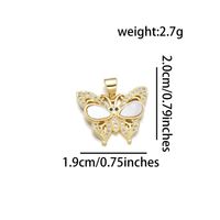 1 Pièce 12*18mm 15*20mm 18*24mm Le Cuivre Coquille Zircon Plaqué Or 18K Papillon Brillant Pendentif sku image 7