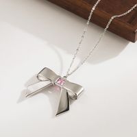 Stainless Steel 18K Gold Plated Casual Cute Bow Knot Inlay Zircon Earrings Necklace sku image 4