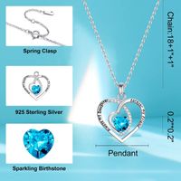 Sterling Silver Cute Sweet Heart Shape Rose Plating Inlay Zircon Pendant Necklace main image 2