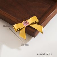 Stainless Steel 18K Gold Plated Casual Cute Bow Knot Inlay Zircon Earrings Necklace sku image 2