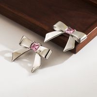 Stainless Steel 18K Gold Plated Casual Cute Bow Knot Inlay Zircon Earrings Necklace sku image 5