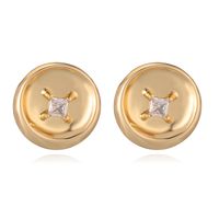 1 Pair Simple Style Commute Round Inlay Copper Zircon 18K Gold Plated Ear Studs main image 5