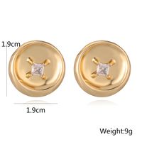 1 Pair Simple Style Commute Round Inlay Copper Zircon 18K Gold Plated Ear Studs main image 2