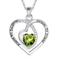 Sterling Silver Cute Sweet Heart Shape Rose Plating Inlay Zircon Pendant Necklace sku image 1