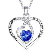 Sterling Silver Cute Sweet Heart Shape Rose Plating Inlay Zircon Pendant Necklace sku image 2