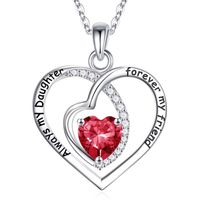 Sterling Silver Cute Sweet Heart Shape Rose Plating Inlay Zircon Pendant Necklace sku image 3