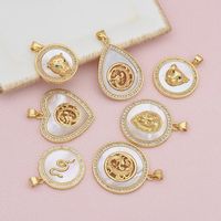 1 Piece 25 * 29mm Diameter 21mm Diameter 23mm Copper Shell Zircon 18K Gold Plated Animal Dragon Polished Pendant main image 6