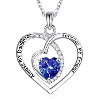 Sterling Silver Cute Sweet Heart Shape Rose Plating Inlay Zircon Pendant Necklace sku image 6