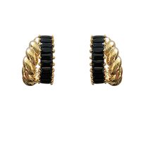 1 Pair Simple Style C Shape Hollow Out Inlay Copper Zircon 18K Gold Plated Ear Studs main image 7