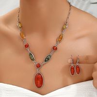 Glam Lady Heart Shape Alloy Inlay Resin Women's Earrings Necklace main image 4