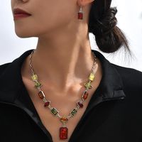 Glam Lady Heart Shape Alloy Inlay Resin Women's Earrings Necklace sku image 4