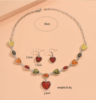 Glam Lady Heart Shape Alloy Inlay Resin Women's Earrings Necklace main image 5