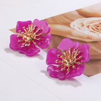 New Acetate Alloy Exaggerated Flower Earrings main image 5