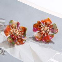 New Acetate Alloy Exaggerated Flower Earrings main image 4