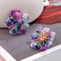New Acetate Alloy Exaggerated Flower Earrings main image 6