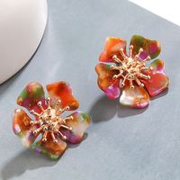 New Acetate Alloy Exaggerated Flower Earrings main image 7