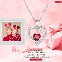 Sterling Silver IG Style Cute Sweet Heart Shape Plating Hollow Out Inlay Birthstone Zircon Pendant Necklace main image 1