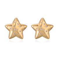 1 Pair Retro Simple Style Commute Pentagram Inlay Copper Zircon 18K Gold Plated Ear Studs main image 5